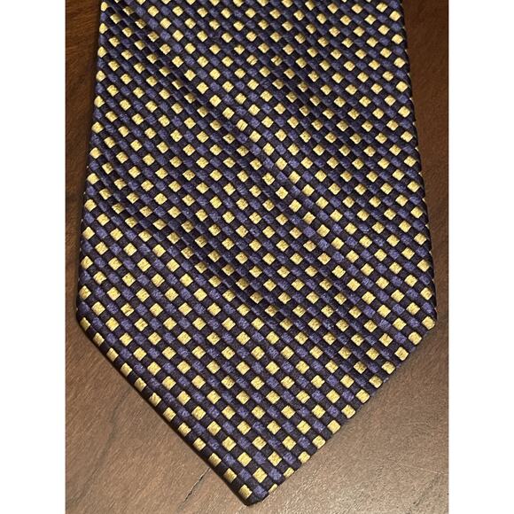 Altea Lord & Taylor Gold Blue Black 100% Silk Men’s Neck Tie Made in Italy - Picture 1 of 9